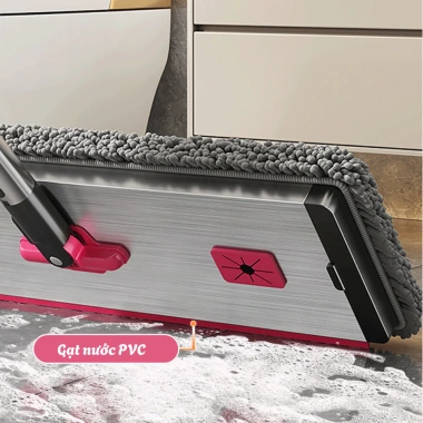 Cây Lau Nhà Tự Vắt 42cm Bàn Lau Hợp Kim Nhôm Xoay 360°, Tích Hợp Gạt Nước, Cán Thép Không Gỉ Cao Cấp, Giá 160k