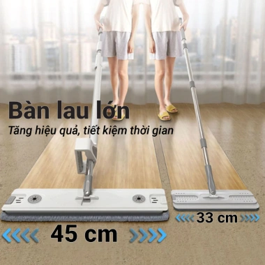 Cây lau nhà tự vắt 45x12cm xoay 360° bộ đa năng có bàn lau 45cm - Giá chỉ 175.000₫