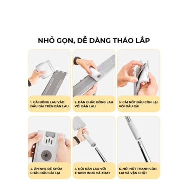 Cây lau nhà tự vắt 45x12cm xoay 360° bộ đa năng có bàn lau 45cm - Giá chỉ 175.000₫