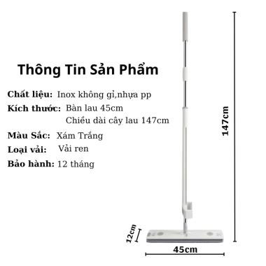 Cây lau nhà tự vắt 45x12cm xoay 360° bộ đa năng có bàn lau 45cm - Giá chỉ 175.000₫