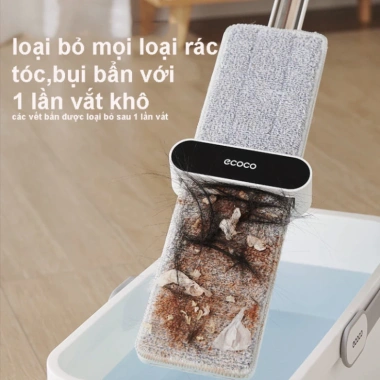 Cây lau nhà tự vắt ECOCO kháng khuẩn 360 độ - Lau sạch khô nhanh, gấp gọn GDMP