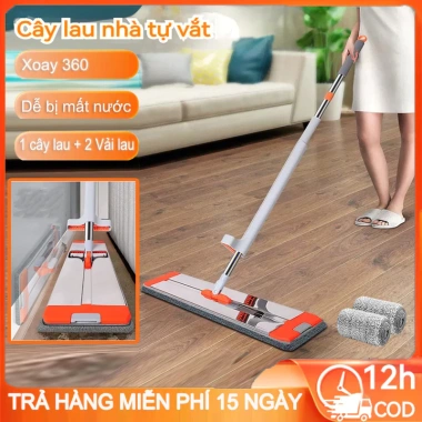 Cây lau nhà tự vắt GREENSINDOOR - chổi xoay 360°, bàn lau hợp kim nhôm cao cấp