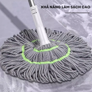 Cây Lau Nhà Tự Vắt Inox 360° Bông Cotton Siêu Thấm - Lau Khô Ướt Nhanh, Giá 48k