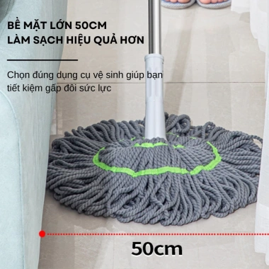 Cây Lau Nhà Tự Vắt Inox 360° Bông Cotton Siêu Thấm - Lau Khô Ướt Nhanh, Giá 48k