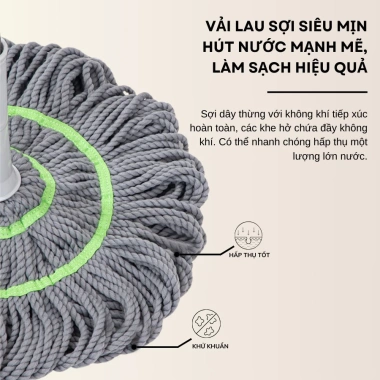 Cây Lau Nhà Tự Vắt Inox 360° Bông Cotton Siêu Thấm - Lau Khô Ướt Nhanh, Giá 48k 5 Cây Lau Nhà Tự Vắt Inox 360° Bông Cotton Siêu Thấm - Lau Khô Ướt Nhanh, Giá 48k 5