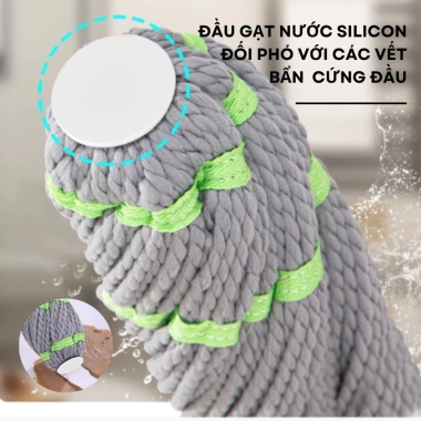 Cây Lau Nhà Tự Vắt Inox 360° Bông Cotton Siêu Thấm - Lau Khô Ướt Nhanh, Giá 48k