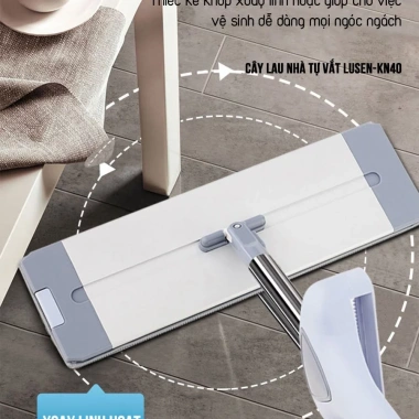 Cây lau nhà tự vắt Lusen KN40 - Bàn lau nhôm, chổi xoay 360°, giảm giá 149k