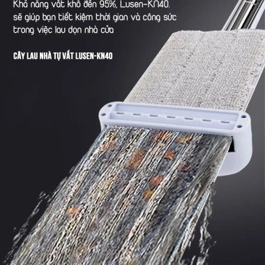 Cây lau nhà tự vắt Lusen KN40 - Bàn lau nhôm, chổi xoay 360°, giảm giá 149k