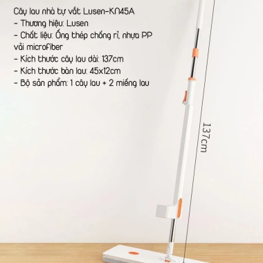 Cây lau nhà tự vắt Lusen KN45A Bàn 45cm lau 360°, sạch khô nhanh, chỉ 229.000đ 9