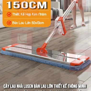 Cây lau nhà tự vắt Lusen KN50 - Bộ lau xoay 360, tách nước bẩn, chỉ 199.000đ