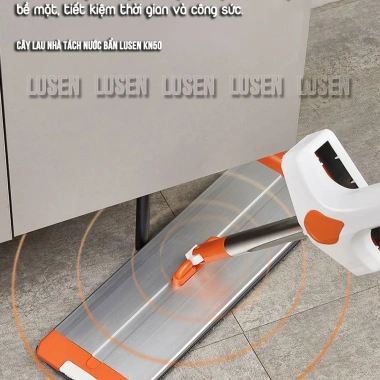 Cây lau nhà tự vắt Lusen KN50 - Bộ lau xoay 360, tách nước bẩn, chỉ 199.000đ