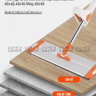Cây lau nhà tự vắt Lusen KN50 - Bộ lau xoay 360, tách nước bẩn, chỉ 199.000đ