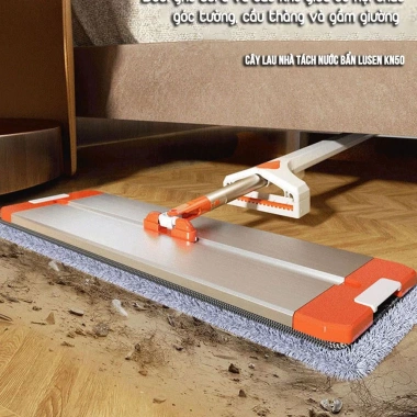 Cây lau nhà tự vắt Lusen KN50 - Bộ lau xoay 360, tách nước bẩn, chỉ 199.000đ