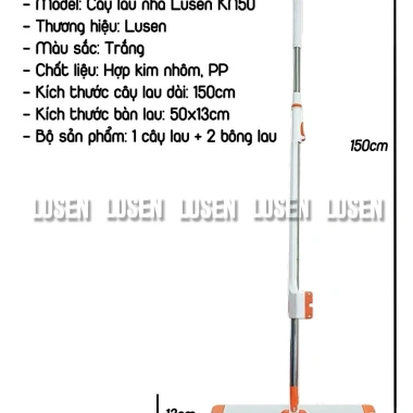 Cây lau nhà tự vắt Lusen KN50 - Bộ lau xoay 360, tách nước bẩn, chỉ 199.000đ