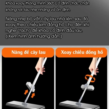 Cây lau nhà tự vắt Lusen LC45I - Bàn lau inox xoay 360 độ 2 miếng, giá 239.000