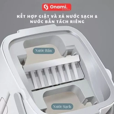 Cây Lau Nhà Tự Vắt MOP Scratch Thông Minh - Thùng 2 Ngăn Giặt Vắt Riêng, Xoay 360 độ 6