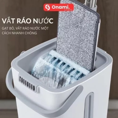 Cây Lau Nhà Tự Vắt MOP Scratch Thông Minh - Thùng 2 Ngăn Giặt Vắt Riêng, Xoay 360 độ 8
