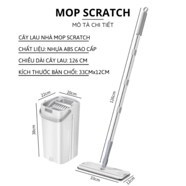 Cây lau nhà tự vắt PTLUXURY 360 độ cao cấp - tặng 2 bông lau, giảm giá 130k