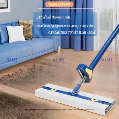 Cây Lau Nhà Tự Vắt SUMI 42cm - Chổi Lau Xoay 360 Độ Phiên Bản Mới 2.026 125k