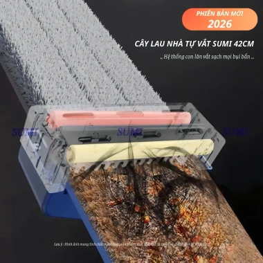 Cây Lau Nhà Tự Vắt SUMI 42cm - Chổi Lau Xoay 360 Độ Phiên Bản Mới 2.026 125k