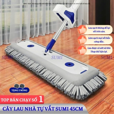 Cây Lau Nhà Tự Vắt SUMI 45cm - Chổi Bông San Hô Chenille Xoay 360°, Giá 168.000đ