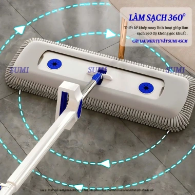 Cây Lau Nhà Tự Vắt SUMI 45cm - Chổi Bông San Hô Chenille Xoay 360°, Giá 168.000đ 4 Cây Lau Nhà Tự Vắt SUMI 45cm - Chổi Bông San Hô Chenille Xoay 360°, Giá 168.000đ 4