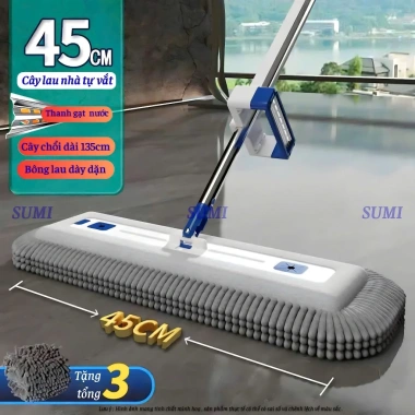 Cây Lau Nhà Tự Vắt SUMI 45cm - Chổi Bông San Hô Chenille Xoay 360°, Giá 168.000đ