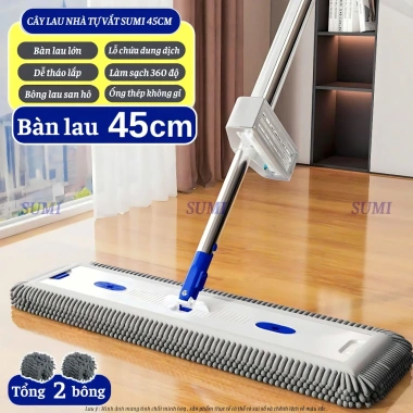 Cây Lau Nhà Tự Vắt SUMI 45cm - Chổi Xoay 360 độ, Bông Lau San Hô, Giá chỉ 168.000đ