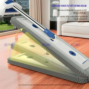 Cây Lau Nhà Tự Vắt SUMI 45cm - Chổi Xoay 360 độ, Bông Lau San Hô, Giá chỉ 168.000đ