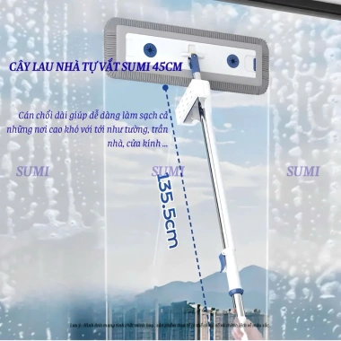 Cây Lau Nhà Tự Vắt SUMI 45cm - Chổi Xoay 360 độ, Bông Lau San Hô, Giá chỉ 168.000đ