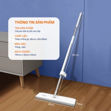 Cây lau nhà tự vắt thông minh đầu lau xoay 360, tích hợp bàn gạt nước - Vệ sinh hiệu quả, giá chỉ 225.720đ 6
