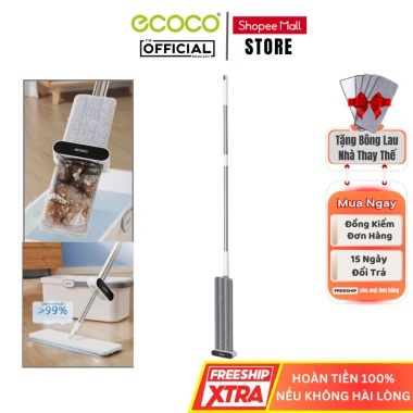 Cây lau nhà tự vắt thông minh ECOCO kháng khuẩn ION bạc, chổi 360, tặng 2 bông lau, giảm giá chỉ 97.000, tiện lợi, sạch sâu, đánh giá 5 sao, đa năng, tiết kiệm thời gian