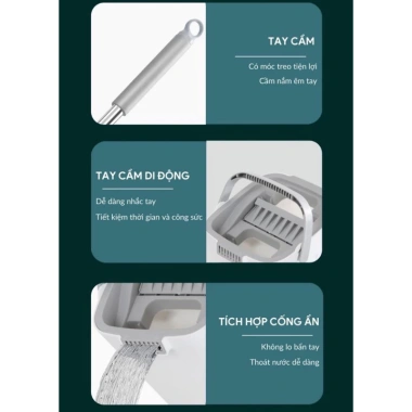 Cây Lau Nhà Tự Vắt Thông Minh MOPScratch 360 độ - Chổi Lau và Thùng 2 Ngăn, Giảm Giá 286.841₫ 6