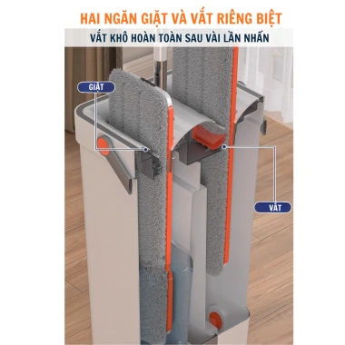 Cây lau nhà tự vắt thông minh Uchan LN02 - Thùng tách nước bẩn đa năng, bền, tiện lợi, giá chỉ 275.000₫