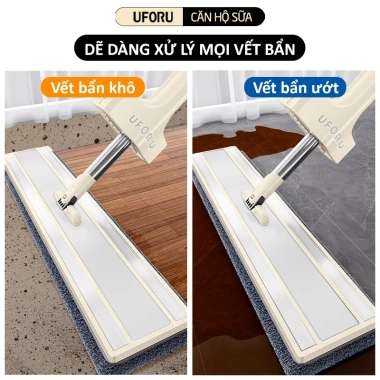 Cây Lau Nhà UFORU Bàn Lau 40cm Xoay 360 Độ - Bông Dày Dặn, Thấm Hút Tốt, Giá 185.000