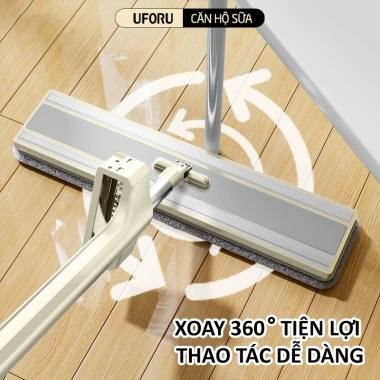 Cây Lau Nhà UFORU Bàn Lau 40cm Xoay 360 Độ - Bông Dày Dặn, Thấm Hút Tốt, Giá 185.000