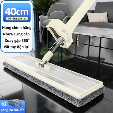 Cây Lau Nhà UFORU Bàn Lau 40cm Xoay 360 Độ - Bông Dày Dặn, Thấm Hút Tốt, Giá 185.000