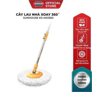 Cây lau nhà xoay 360° Sunhouse KS-MO350I - Bảo hành 6 tháng, phù hợp thùng giặt, chỉ 120.000₫ Cây lau nhà xoay 360° Sunhouse KS-MO350I - Bảo hành 6 tháng, phù hợp thùng giặt, chỉ 120.000₫