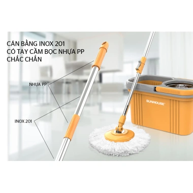 Cây lau nhà xoay 360° Sunhouse KS-MO350I - Bảo hành 6 tháng, phù hợp thùng giặt, chỉ 120.000₫