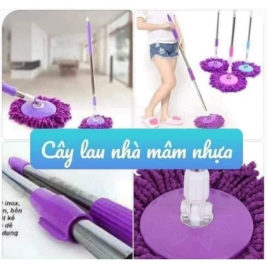 Cây lau rời GIA DỤNG TRẦN TÍN - Cây lau nhà Inox xoay 360°, giá 25.000₫
