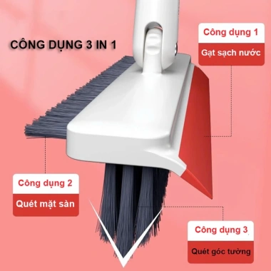 Cây Lau Sàn Nhà Tắm Đa Năng 2 trong 1 – Chổi Cọ Toilet & Gạt Nước OENON Giá 109k