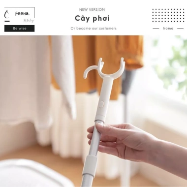 Cây Lấy Đồ Phơi Quần Áo Trên Cao Rút Gọn 1m2 Không Gỉ - Nhỏ Gọn, Nhẹ, Siêu Bền, Giá 65.000 VND