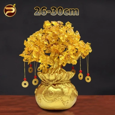 Cây Phát Tài Phát Lộc Đá Thạch Anh H26-30cm - May Mắn Phong Thủy Giá 499k