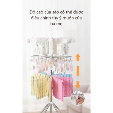 Cây Phơi Đồ Inox 3 Tầng Cho Bé Honper 40 Kẹp Xoay 360 Độ Chắc Chắn Giá 419.000