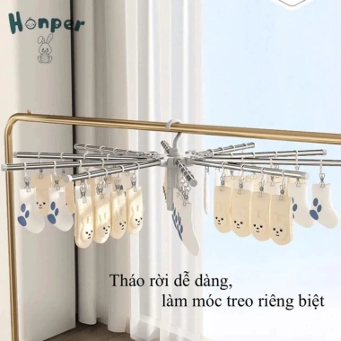 Cây phơi đồ inox BoomBoomKid 3 tầng gấp gọn, 40 kẹp, giá 399.000đ 3