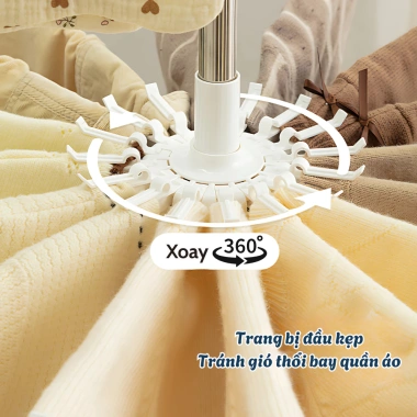 Cây phơi đồ inox đa năng Zenlife 3 tầng 170cm 48 kẹp xoay 360 độ giá 217.000đ 4