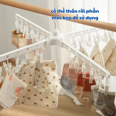Cây Phơi Đồ Quần Áo Inox 3 Tầng Đa Năng cho Bé 40 Kẹp Xoay 360 do Gấp Gọn Giá ưu đãi 216.990 VND 3