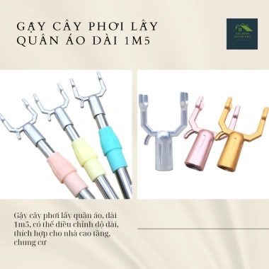 Cây phơi quần áo dài 1.5m điều chỉnh, thích hợp nhà cao tầng chung cư, giảm 20% còn 57.600 VND 2