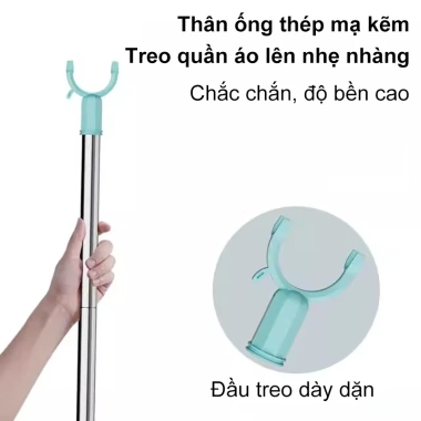 Cây Phơi Quần Áo Inox Kéo Dài 1m Gậy Lấy Đồ Trên Cao, Móc Treo, Giá 35.999 VND