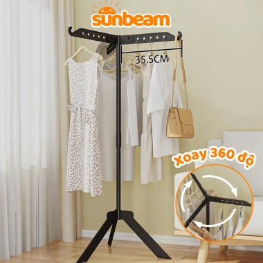 Cây Phơi Quần Áo Xoay 360 độ Gấp Gọn SUNBEAM - Thép Chống Gỉ Di Động Giá Phơi Ban Công